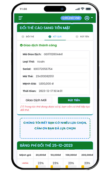 Bước 3: Chờ kết quả đổi thẻ