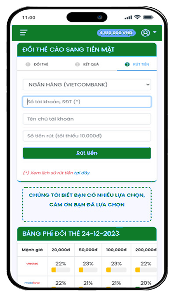 Bước 4: Đặt lệnh rút tiền